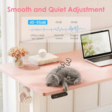 OffiGo Electric Height Adjustable Standing Desk, 40 Inch Pink Computer Desk for Women Girls, Sit Stand Table for Home, Office, Bedroom OffiGo