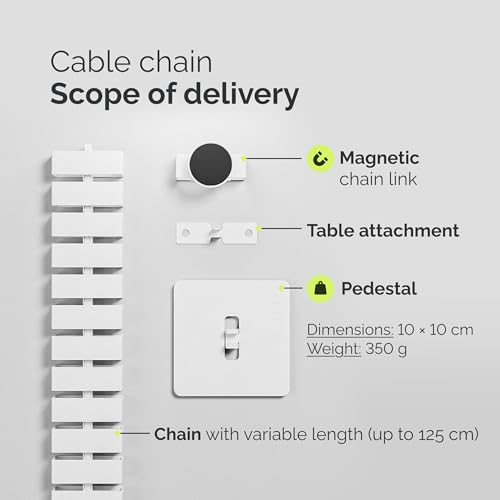 VALU Cable Management Spine – 49 Inch Cable Organizer for Height-Adjustable & Fixed Desks – Sturdy & Flexible with Magnetic Link – Cord Management System Under Desk with Steel Base & Non-Slip Pads VALU