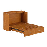 AFI Hamilton Full Murphy Bed Chest with Mattress, Storage, and Built-in Charger in Light Toffee AFI