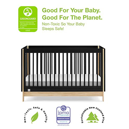 GAP babyGap Tate 4-in-1 Convertible Crib - Greenguard Gold Certified, Ebony/Natural - WoodArtSupply