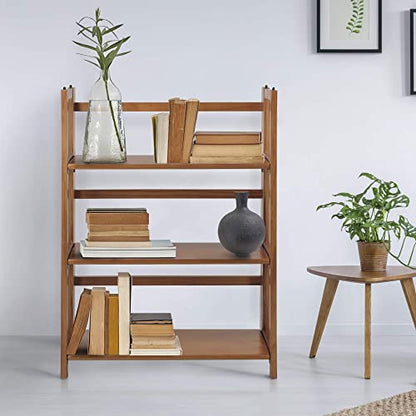 Casual Home 3-Shelf Stackable 27.5" Wide-Chestnut fold Bookcase - WoodArtSupply