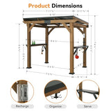 Modern Shade Grill Gazebo 6' X 8', Cedar Wood Gazebo with Shelves and Paper Towel Holder, Patio Gazebo with Galvanized Steel Roof, USB and USB-C Charging Ports, BBQ Gazebo for Patio Backyard Modern Shade Outdoor Living Spaces