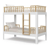 Storkcraft Next Santos Twin-Over-Twin 5-in-1 Convertible Bunk Bed (White with Natural) STORKCRAFT