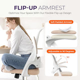 NEO CHAIR Office Desk Computer Gaming Ergonomic Chair with Lumbar Back Support Adjustable Height Swivel Wheels Flip-up Arms Mesh Chair for Home or Office (Beige) NEO CHAIR