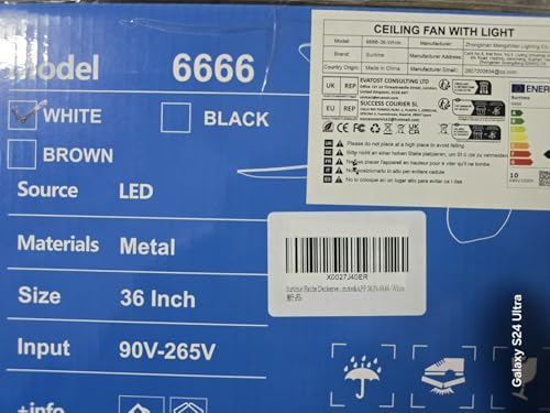 Surtime Ceiling Fans with Lights-36 Low Profile Ceiling Fan with Light and Remote/APP Control,Flush Mount,DC Reversible,LED Dimmable Modern Ceiling Fans for Bedroom,Indoor/Outdoor Patio Use(White) Surtime