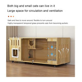 Double-Layer Cat Cabinet, Cat Cage, All Solid Wood Cat Villa, Ventilation on Both Sides, Large Platform, Easy to Maintain(Black,140x60x114cm) FLQYJJDP