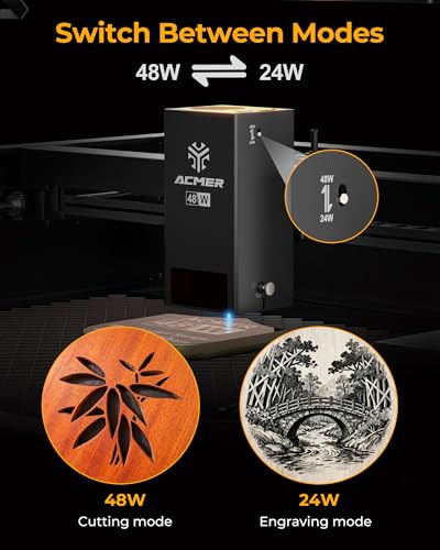 Acmer P3 Laser Engraver, Switchable 48W & 24W Diode 455nm Lazer Cutter Engraving Machine with 30L Air Assist, COS Technology, Large 400×390mm Work Area for Wood, Acrylic, Leather, Ceramic ACMER