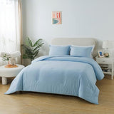 Caressma Light Blue Comforter Set Twin Size, Solid Lightweight Down Alternative Soft Boho Bedding Comforter Set, Breathable Fluffy Microfiber Skin-Friendly Comforter (68"x90") for All Seasons Caressma