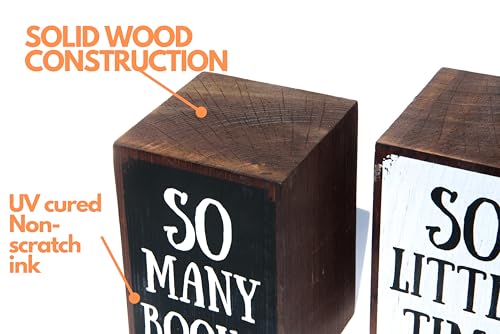 RidgeCraft Solid Wood Book Ends, bookends for Shelves, Decorative bookends, Gifts for Book Lovers, Book Book Holder Stand, Cute Bookends for Desk, Book Worm, Bookshelf Accessories, Heavy Book - WoodArtSupply