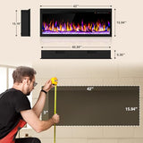 42 Inch WiFi-Enabled Electric Fireplace, 1500W Smart Fire Place Hetaer Inserts and Wall-Mounted W/Touch Screen & Remote Control, Adjustable 13 Flame Color and 5 Brightness, 12H Timer for Living Room Riseon