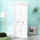 Squireewo 72" Freestanding Kitchen Pantry Storage Cabinet with Doors and 6 Hanging Shelves,Storage Cupboard with Large Drawer for Kitchen,Bathroom or Hallway, White Squireewo