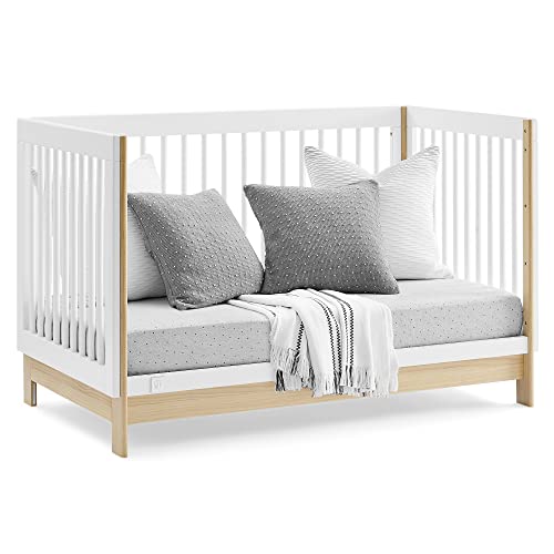 GAP babyGap Tate 4-in-1 Convertible Crib - Greenguard Gold Certified, Bianca White/Natural - WoodArtSupply