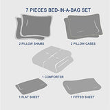 Anluoer Full Comforter Set 7 Piece, Pink Bed in a Bag with Shams, All Season Ruffle Shabby Chic Bedding Sets with 1 Comforter, 2 Pillow Shams, 2 Pillowcases, 1 Flat Sheet Anluoer