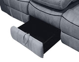 Acme Furniture Zubaida 41" x 87" Modern Velvet Reclining Sofa with USB Dock, 1 Storage Drawer, Tight Back & Seat Cushion, in 2-Tone Gray Finish Acme