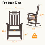 ONBRILL Outdoor Rocking Chair, All Weather Resistant HDPS Poly Rocker Chairs, Front Porch Rocker with 350 lbs Weight Capacity for Outdoor and Indoor-Brown ONBRILL