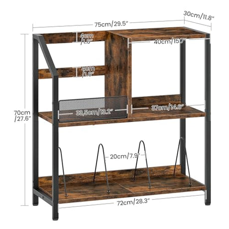 CHOEZON Large Record Player Stand, Vinyl Record Holder, Vinyl Display Rack, Rustic Turntable Display Stand, for Books, Rustic Brown and Black TCW08BF CHOEZON