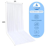 Htper 4 Panels 5x20ft White Ceiling Drapes for Wedding Parties, Wrinkle Free 20ft Long Thick Polyester Wedding Draping Tent Ceiling Curtains Arch Drapery for Birthday Party Tent Canopy Decor Htper