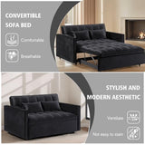 3 in 1 Convertible Sleeper Sofa Bed, 54'' Full Size Velvet Pull Out Futon Couch Recliner with Reclining Backrest & 2 Pillows, Small Loveseat Lounge Couches for Small Spaces (Black) Generic