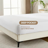 ROSE&RISY White King Sheet Set, 4 Pieces Soft Bedding King Sheet Set, Breathable and Cooling,Includes 1 x Fitted, 1 x Flat, 2 x Pillow Cases - Deep Pocket (White, King) ROSE&RISY