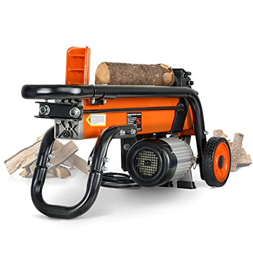 SuperHandy Log Splitter Electric Portable 6 Ton Ram System 1-3/4eHP 15Amp 1500Watt Motor Horizontal Full Beam with Steel Wedge for Fire Wood - WoodArtSupply