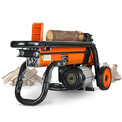 SuperHandy Log Splitter Electric Portable 6 Ton Ram System 1-3/4eHP 15Amp 1500Watt Motor Horizontal Full Beam with Steel Wedge for Fire Wood - WoodArtSupply