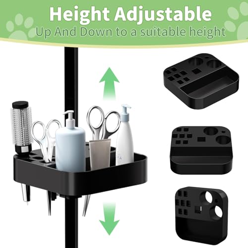 VFK 36''/47''Large Dog Grooming Table, Foldable Pet Station at Home, Dog Grooming Table,Adjustable Cat Drying Desktop with Arms, Nooses, Mesh Tray (Basic pet Table, 36" Black) VFK