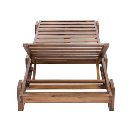 Acacia Wood Outdoor Patio Chaise Lounge Chair, All Weather Reclining Chairs Lounge Chairs with Adjustable Reclining Backrest and Cushions for Terrace, Poolside, Garden, and Beach (Beige-1.26) VilroCaz