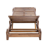 Hlcodca 78.8'' Outdoor Patio Chaise Lounge Chair, Acacia Wood Adjustable Recliner with Headrest, Perfect for Terrace, Poolside, Garden, and Beach (Beige-E)