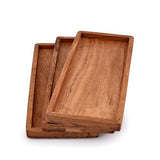 NIRMAN Acacia Wood Rectangular Wooden Platters for Home Decor, Food, Vegetables, Fruit, Charcuterie, Appetizer Serving Tray (13" x 5.5" x 0.75") (Set of 3) NIRMAN