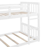 Ball & Cast Bunk Bed Twin Over Twin Beds,with Slide and Ladder,Wood Low Floor Bedframe w/Full-Length Guardrail & Space Saving,No Box Spring Needed,Bedroom Furniture for Student Dorms,White Ball & Cast