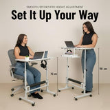 Zaqei Model 2026 Adjustable Height Rolling Desk with Wheels Portable Compact Laptop Table Mobile Workstation for Study Office Small Space Standing Desk Ergonomic Writing Surface Modern Home Furniture Zaqei