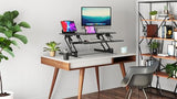 Mount-It! 38" Standing Desk Converter, Desktop Sit-Stand Desk Riser with Gas Spring Height Adjustment, Compact Desk Topper for Dual Monitors or Laptop, Keyboard Tray, Black Mount-It!