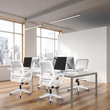 NEO Chair Office Desk Ergonomic Mesh Computer Chair with Lumbar Support Adjustable Height Swivel Rolling Wheels Comfy Mid Back Task Chair for Home Bedroom Vanity Study (Ivory) NEO CHAIR