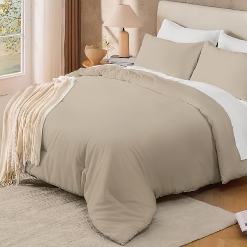 Andency Twin Size Comforter Set for Boys Girls, Oatmeal Wheat Solid Boho Bedding Set 2 Pieces for Kids Teens, Soft Fluffy Lightweight Bed Set for All Season (66x90In Comforter & 1 Pillowcase) Andency
