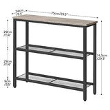 HOOBRO 29.5" Narrow Console Table, 3-Tier Entryway Table, Thin Sofa Table with Shelves, Side Table, Display Table, for Hallway, Entrance, Living Room, Bedroom, Greige and Black BG73XG01 HOOBRO