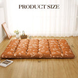 IDEALHOUSE Japanese Floor Mattress, Roll-Up Futon, Full Size, Flowers Printed Thicken Futon Mattress for Floor, Microfiber Cotton Sleeping Pad for Guest Room, Camping and Kids Play Mat, Brick Red IDEALHOUSE