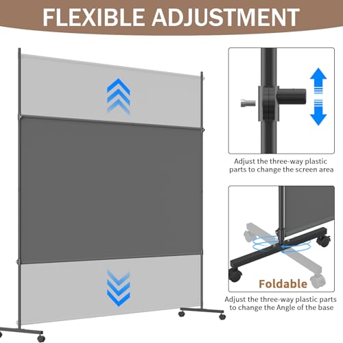 VAMFUTRE Single Panel Room Divider/Privacy Screen with Caster Wheels and Brakes - Stylish and Versatile Partition for Home,Office,School and Restauran (Gray, 6FT*6FT) VAMFUTRE