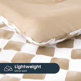 Wake In Cloud - Toddler Bedding Set for Boys Girls, Cute Gingham Grid Checkered, 4 Pieces Soft Crib Bed Set Including Comforter, Sheets and Pillowcase, Brown White Wake In Cloud