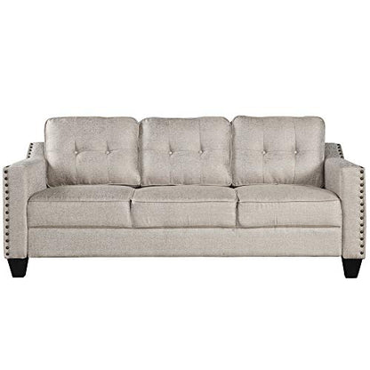 3 Pieses Mid-Century Modern Sofa Sets Linen Fabric Tufted Back Sofa&Couch Include 3 Seaters Couch, Loveseat and Armchair with Rivets Rivets for Home Apartment Office Living Room Furniture Sets