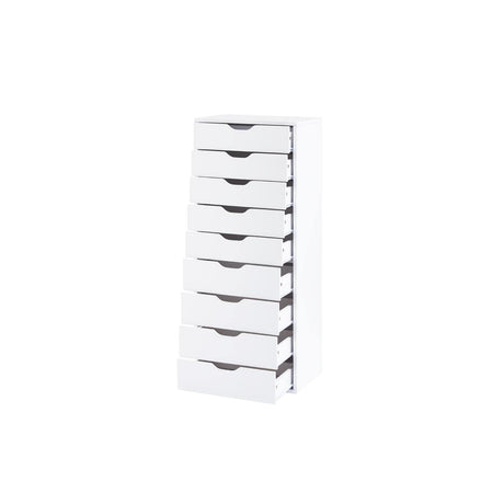 Naomi Home 9 Drawer Dresser for Bedroom, Stylish Tall Makeup Dressers, Storage Shelves, Small Dresser for Closet with 200 lbs Capacity - White Naomi Home