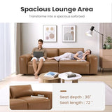 COLAMY 95" Oversized PU Leather Couch, Comfy loveseat Sofa with Extra Deep Seats, Wide Armrests and Down-Filled Cushion, 3-Seater Mid Century Modern Sofa for Living Room, Apartment Lounge (Brown) COLAMY