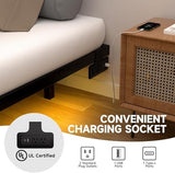 Aelawe Floating Bed Frame Twin Size with LED Lights and Charging Station, Metal Platform Bed, Easy Assembly No Box Spring Needed Aelawe