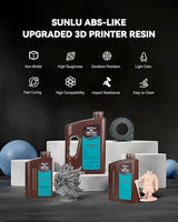 SUNLU Upgraded 2KG ABS Like Resin with Enhanced Strength and Toughness, High Compatibility 3D Printer Resin, 2000G Grey
