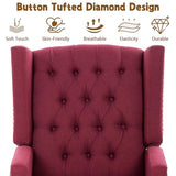 Wingback Recliner Chairs with Foldable Side Table&USB Charging Ports,Mid Century Accent Single Sofa Small Recliner Chair,Modern Comfy Pushback Reclining Chair for Living Room (Fabric, Wine Red)