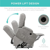 Best Choice Products PU Leather Electric Power Lift Chair, Recliner Massage Chair, Adjustable Furniture for Back, Legs w/ 3 Positions, USB Port, Heat, Cupholders, Easy-to-Reach Side Button - Gray