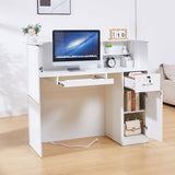 50" Reception Desk – Modern Front Desk with Lockable Drawer, Keyboard Tray, Storage Cabinet, Built-in Power Outlet, LED Lights & DIY Stripe – Ideal for Lobbies, Salons & Retail LayBurst