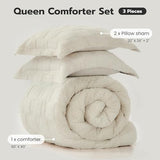 Joiedomi Tufted Queen Comforter Set, 3 Pieces Beige Boho Queen Bedding Set with 1 Plaid Geometric Comforter and 2 Pillow Shams, Checkered Bed in a Bag for All Seasons Joiedomi