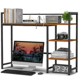 Snughome Desk Shelf, 38.6" Desktop Organizer Shelf, Desk Hutch for Computer Monitor, 4 Tier Desk Display Rack, Wood Desktop Bookshelf Storage Rack for Home Office Dorm, Rustic Brown Snughome