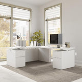 Bush Business Furniture 72-inch Height Adjustable L Shaped Standing Desk with Drawers, Ergonomic Sit-Stand Computer Table for Office, Stratus Collection, White with White Base Bush Furniture