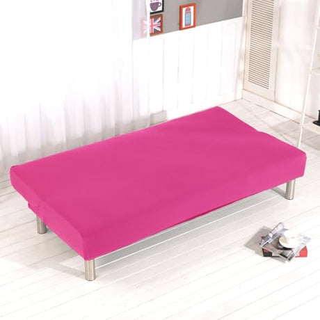 Cornasee Stretch Futon Cover Slipcover Full Size,Fully Folding Armless Sofa Bed & Couch Protector,Machine Washable (Pink) Cornasee